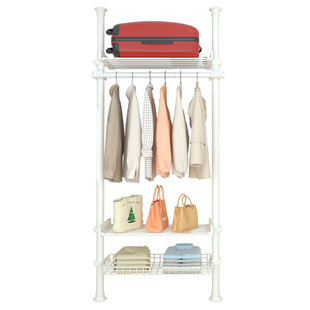 加粗顶天立地晾衣架可伸缩免打孔家用置衣架落地挂衣架置物架衣柜