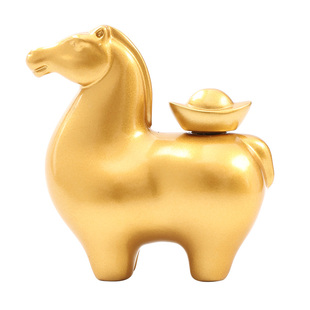 黄铜马上有钱摆件新款马年2026生肖马家用客厅元宝马桌面装饰礼品