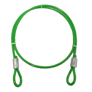 绿色涂塑钢丝绳铝套压制便携固定绳电动车防盗绳灯具拉绳限位绳子