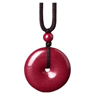 正品万山朱砂小平安扣吊坠女项链马年本命年饰品紫金砂钥匙扣挂件