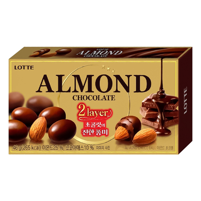 韩国进口乐天扁桃仁巧克力豆