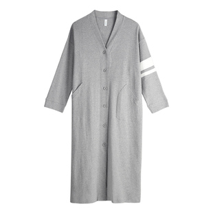 轩靓睡袍女春秋季纯棉长袖睡衣休闲慵懒风睡裙大码浴袍秋冬家居服
