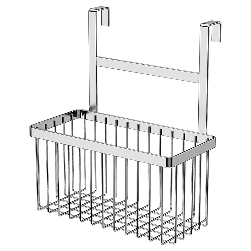 304不锈钢厨房柜门挂篮收纳架置物架 免打孔调料瓶收纳筐卫生间柜