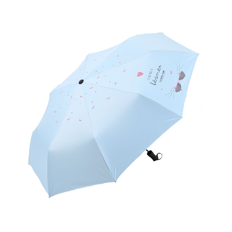 简约纯色雨伞折叠晴雨黑胶防晒