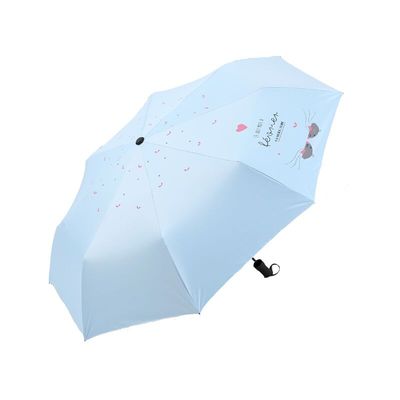 简约纯色雨伞折叠晴雨黑胶防晒