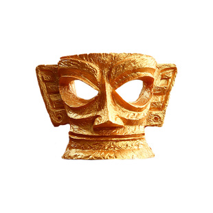 青铜立体黄金面具三星堆冰箱贴文创纪念品成都广汉遗址博物馆礼物