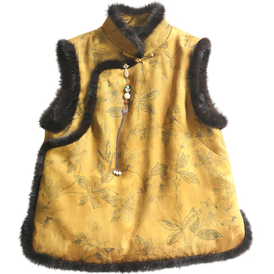 云澍新中式印花棉衣盘扣香云纱