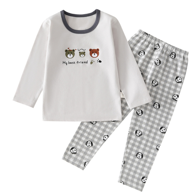 纯棉儿童秋衣套装抗菌保暖睡衣