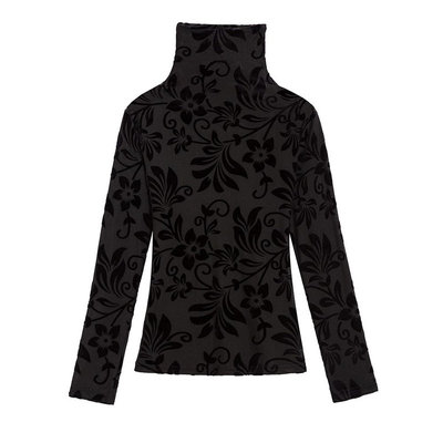 加绒加厚植绒半高领打底衫保暖衣