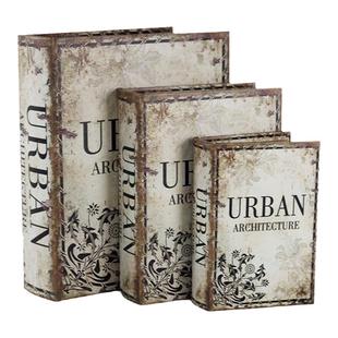 复古假书欧式书房书柜摆件装饰品书籍摄影道具书仿真书收纳盒大号