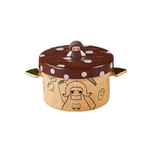 陶瓷泡面碗带盖双耳宿舍用餐具学生汤面碗可微波大容量螺蛳粉汤碗