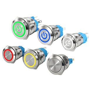 金属按钮开关自锁自复防水电源控制器16/22mm小型按压式带灯按键