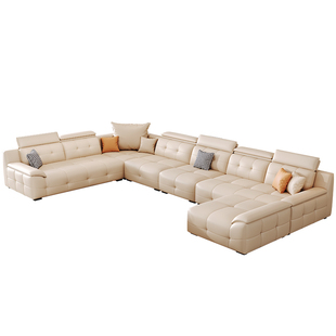 凯佑2025新款劳伦斯高靠背大户型沙发意式轻奢U型简约皮沙发组合