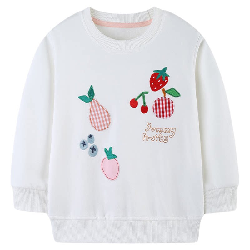 童卫衣欧美风女童卫衣水果绣花圆领儿童长袖运动衫girlsweatshirt