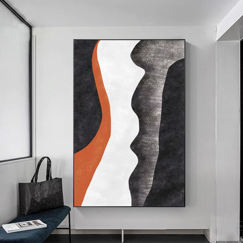 现代玄关入户走廊肌理挂画客厅抽象油画装饰画酒店公寓餐厅床头壁
