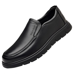 木林森商务休闲皮鞋一脚蹬2025新款软底舒适日常通勤职场精英鞋