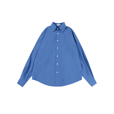 散养文化克莱因蓝长袖衬衫秋冬女