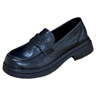 英伦风黑色乐福鞋女2026春季新款学院风制服小皮鞋一脚蹬粗跟单鞋