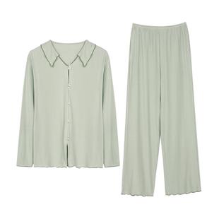 春夏柔软弹力针织亲肤绵软睡眠好物长套装睡衣女家居服朵朵可可