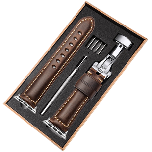 适用iwatch10苹果s9手表applewatch7复古真皮s8表带s7高级智能运动6潮牌5小众4皮质女SE新款42男46 4549ultra