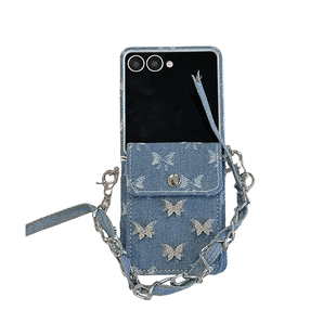 牛仔卡包适用小米MIXFlip折叠屏荣耀vflip2手机壳华为purax挂绳NovaflipS全包pocket2三星zflip5/6/7女n3flip