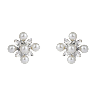 DIGU法式宫廷风镶钻珍珠花朵耳环优雅百搭耳钉气质小众设计感耳饰