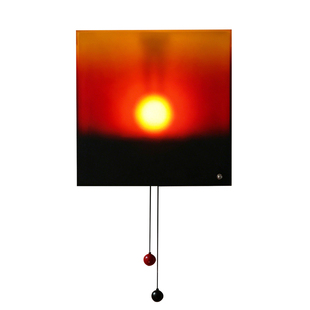 手拉升降渐变夕阳红落日壁灯卧室床头背景墙挂画氛围充电免布线灯