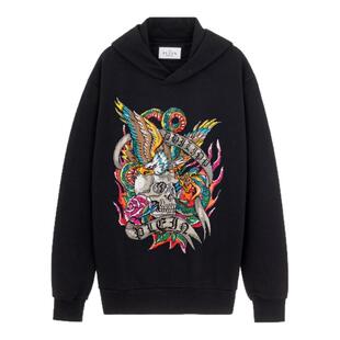 Philipp Plein 男士黑色棉质连帽套购卫衣银泰百货精品 301574