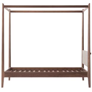 木智工坊|云栖四柱床 进口黑胡桃白橡实木双人架子床大床主卧简约