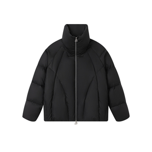 FORNINES双拉链防风白鸭绒大翻领羽绒服男款国潮加厚情侣外套女