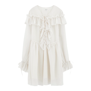 MOUSSY 夏季法式浪漫优雅短款雪纺连衣裙女028HSZ30-0571
