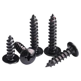 促加硬黑色大扁头自攻螺丝高强度蘑菇头不锈钢十字木螺钉M3M4M5M6