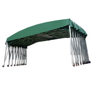 定制新款推拉伸缩雨棚大型移动停车遮阳棚防违建仓库帐篷可折叠棚