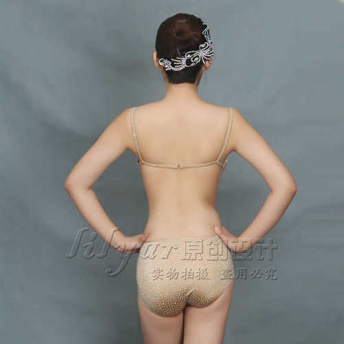 拉丁舞演出服萨尔萨舞服SALSA钢管舞表演服肤裸色吊带露背连体衣