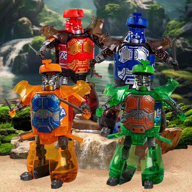 仿真饮料变身机器人儿童机器人男孩汽水创意武士变形机甲礼物玩具