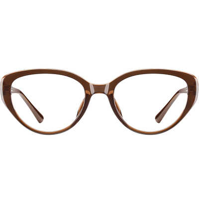茶色猫眼眼镜女近视可配度数2025新款方圆脸素颜神器超轻橘猫框架
