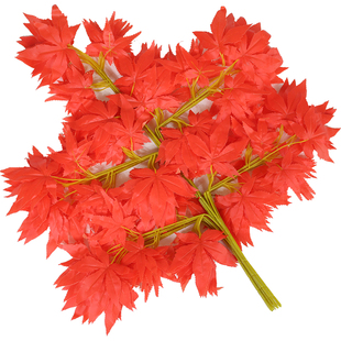 仿真榕树叶红枫叶银杏叶商场室内假树枝过胶塑料植物工程造景装饰