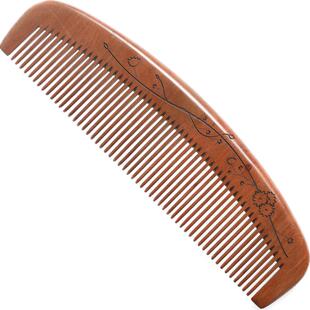 木郎府天然正宗老桃木整木雕花加长款大号桃木梳子宽齿密齿倒发槽