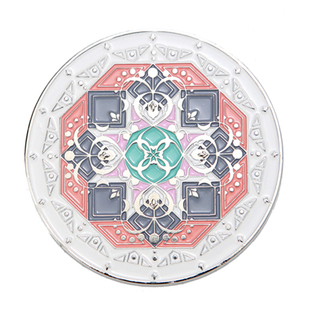 【杭州工艺美术博物馆】古织梦化妆镜子带皮套圆形粉嫩随身梳妆镜