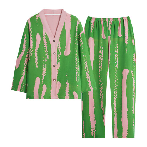 芬腾可安睡衣女款春秋季纯棉长袖女士2026新款彩色家居服套装冬天