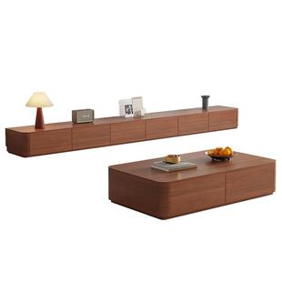 实木电视柜客厅茶几新款胡桃色电视柜落地新款电视机柜落地电视柜