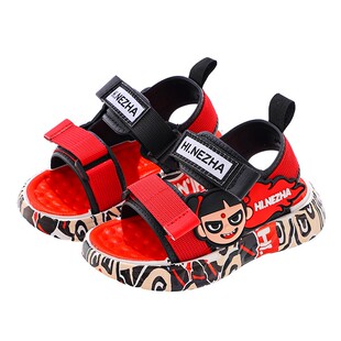 哪吒儿童新款凉鞋夏外穿魔术贴防滑透气男孩学生沙滩女童公主凉鞋