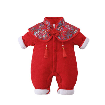 婴儿连体衣冬季加厚拜年服
