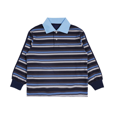IDS童装条纹拼接长袖POLO衫