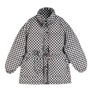 时尚格子羽绒服外套立领拓谷冬装