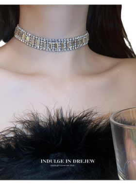爆闪锆石高级choker颈链颈带女