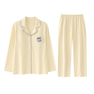 猫人带胸垫睡衣女款纯棉2025新款秋冬高级感甜美可外穿家居服套装