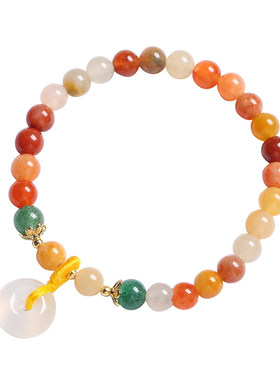 普陀山2026天然金丝玉平安扣手链