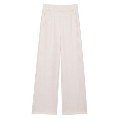 白色窄版阔腿裤女秋冬季加绒高腰