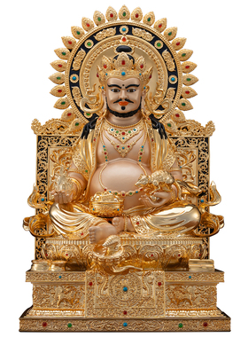 纯铜鎏金藏传黄财神佛像家用供奉